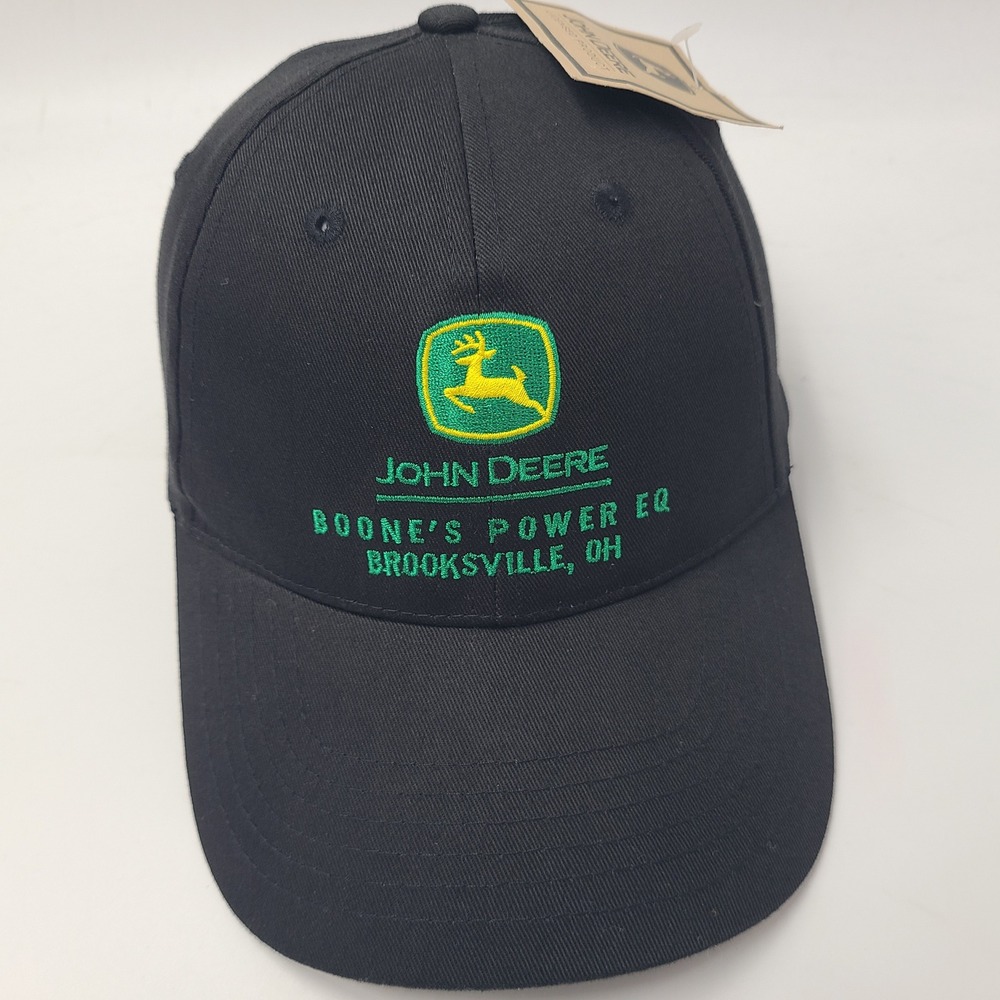 John Deere Hat Snapback Black Green Boones Power Equipment Brooksville Ohio Men‎